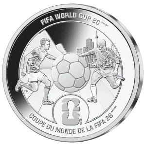 FIFA World Cup 2026ᵀᴹ Матч. Канада 0,25 доллар, монета из недрагоценного металла. Coincard. 