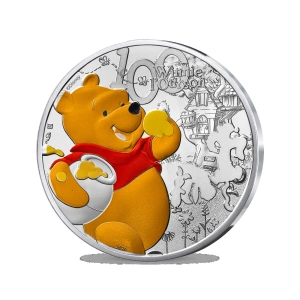 " Винни-Пух". - Франция 10 € 2026 г. 33,3 % серебряная монета, 13 г. 