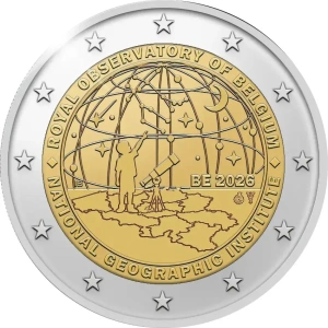 Belgium 2€ commemorative coin 2026 - “National Geographic Institute / Royal Observatory!”