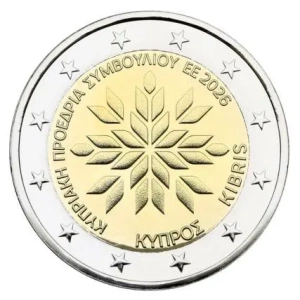 2 € юбилейная монета  2026 г. Кипр -Председательство Кипра в Совете ЕС. proof 
