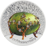 Faberge muna "Õunapuu õied"  - Mongoolia 1 000 tugrikut 2020. a. 2-untsine osalise kullatise ja värvitrükiga 99,9% hõbemünt
