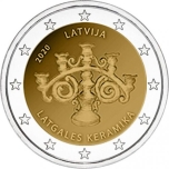2 € юбилейная монета Латвия   2020 г. - Латгальская керамика