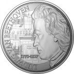 Ludwig van Beethoven 250. vuotta syntymästä - Niue 2$ 2020.v. 99,9% hopearaha , 1 unssi