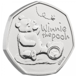 Karupoeg Puhh 100 aastat.  Suurbritannia 50 penni 2020.a. vask-nikkel münt