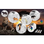 Shapes of Africa. Cut-Out Silver Coin Collection . Djibouti 250 Fr 2019. 99,9% silver coin collection of 8 1 oz silver coins