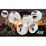 Shapes of Africa. Cut-Out Silver Coin Collection . Djibouti 250 Fr 2019. 99,9% silver coin collection of 8 1 oz silver coins