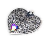 Eternal love -Niue 1 $ Heart-shape 99,9% silver coin /pedant with heart-shaped crystal