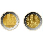 2 € юбилейная монета 2020 г. Люксембург - принц Чарльз. Набор  из 2 могет - с голограммой и без голограммы