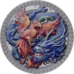 Phoenix and Dragon Oriental Culture Collection 50g Antique finish Silver Coin 10 Cedis Republic of Ghana 2021