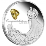 "Palju õnne pulmapäevaks!" -Austraalia 1 $ 2023.a. 1-untsine 99.99% hõbemünt osalise kullatisega