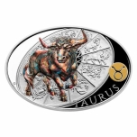 Знаки зодиака. Телец - Острова Ниуэ  1 $ 2021 г. 99,9% серебряная монета с цветной печатью, 1 унция