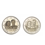 2 € юбилейная монета 2021 г. Люксембург - 40 лет со дня рождения наследного Великого Герцога Гийома и бракосочетание Великого Герцога Анри и Великой Герцогини Марии-Терезы (с голограммой)