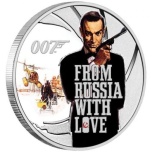 "Джеймс Бонд - Из России с любовью". Тувалу 1/2 $ 2021 года. 99,99% серебряная монета с цветной печатью, 15,553 гp.