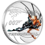 "Джеймс Бонд -Шар грома". Тувалу 1/2 $ 2021 года. 99,99% серебряная монета с цветной печатью, 15,553 гp.