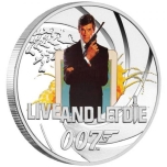 James Bond - Elä ja anna toisten kuolla. Tuvalu 1/2 $ 2021 99,9% hopearaha väripainatuksella, 15,53 g,