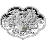 Wishful Coiling Dragon - Everything goes well . Samoa 5 $ 2022. 99,9% 1 oz 99,9% silver coin with real pearl