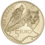 ”Slovakian eläimistö ja kasvisto..Susi." Slovakia 5€ 2021 erikoisraha 