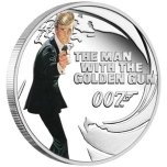 James Bond - 007 ja kultainen ase. Tuvalu 1/2 $2021  99,9% hopearaha väripainatuksella, 15,53 g,