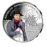 Waterloo - Napoleonin viimeinen taistelu - Gibraltar 50 Pence 2021 Kokonaisuus kolmesta 99,9% hopearahasta väripainatuksella