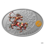 Знаки зодиака. Стрелец - Острова Ниуэ  1 $ 2021 г. 99,9% серебряная монета с цветной печатью, 1 унция