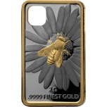 Honeybee - coin jewelry - Solomon Islands 10$ 2022. Blak rodium application 99,99% gold coin. 2 g