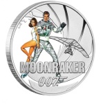 James Bond - Kuuraketti. Tuvalu 1/2 $ 2021 99,9% hopearaha väripainatuksella, 15,53 g,