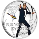 "Джеймс Бонд - Только для ваших глаз.. Тувалу 1/2 $ 2021 года. 99,99% серебряная монета с цветной печатью, 15,553 гp.