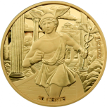  Олимпийские боги и знаки зодиака. "Аполлон & Близнецы " / "Гермес & Рak"  Самоа. 0,2$. 2021 г.  Медно-никелевая монета с позолотой, 25 г. 