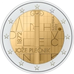 Slovenia 2€ erikoisraha 2022 -arhitekt Jože Plečniku 150. sünniaastapäev