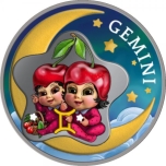Baby Zodiac. Gemini - Republic of Ghana 2 Cedis 2022 1/2 oz silver coin in digital printing