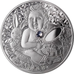  «Моё первое сокровище- мой первый бриллиант. Острова Ниуэ. 1 $ 2022 г. 99,9% серебряная монета с кристаллом. 15,5 г