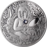 My First Capital. My First Diamond. Niue 1$ 2022 1/2 oz 99,9% silver coin with crystal