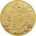 The Twelve Olympians in the Zodiac - Hephaistus & Libra. Samoa 0.20 $ 2021  Gold plated Copper/Nickel coin