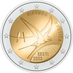  2 € юбилейная монета 2023 г. Эстония - Деревенская ласточка, национальная птица Эстонии 