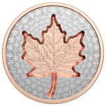 «Кленовый лист» - Канада 20$ 2022 г. 99,99% серебряная монета с позолотой, 32,41 г.
