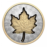 «Кленовый лист» - Канада 20$ 2024 г. 99,99% серебряная монета с позолотой, 32,41 г.