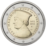 2 € юбилейная монета 2022 г. Сан -Марино -530 лет со дня смерти Пьеро делла Франческа
