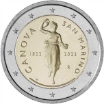 2 € юбилейная монета 2022 г. Сан-Марино - 200 лет со дня смерти Антонио Кановы
