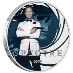 James Bond - 007 Spectre. Tuvalu 1/2 $2022.v. 99,9% hopearaha väripainatuksella, 15,53 g,