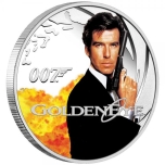 James Bond - 007 ja kultainen silmä. Tuvalu 1/2 $2022.v. 99,9% hopearaha väripainatuksella, 15,53 g,