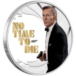 James Bond - 007 No Time to Die. Tuvalu 1/2 $2022.v. 99,9% hopearaha väripainatuksella, 15,53 g,