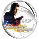 "Джеймс Бонд - И целого мира мало". Тувалу 1/2 $ 2022 года. 99,99% серебряная монета с цветной печатью, 15,553 гp.