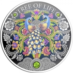 Tree of Life - Republic of Ghana 5 Cedis 2022 1 oz silver coin with crystal
