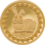Lunar Year of the Rabbit 2023 Mongolia 1000 Togrog 2021 99,99% gold coin 0,5 g
