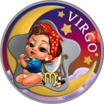 Baby Zodiac. Virgo - Republic of Ghana 2 Cedis 2022 1/2 oz silver coin in digital printing