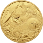  Olympolaiset jumalat ja horoskoopimerkit. Ares & Skorpioni. Samoa 0,2$ 2021.v. kuparinikkeli raha kultauksella. 25 g