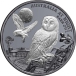 Australian yöelämä. Tornipöllö. Niue saarivaltio 1 $  2022 v. 1 unssi 99,9% hopearaha