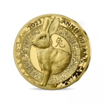 Jäniksen vuosi 2023. Ranska 50€ 2023.v. 99,9% kultaraha,  1/4 unssi