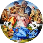 "Püha perekond" (Doni Tondo).. Michelangelo.  Palau 20$ 2023.a. värvitrükis  99,9%  hõbemünt /Micropuzzle 93,3 g 