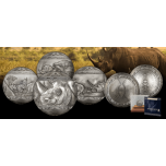 «Носорог - Джибути 2000 франков 2022.г. сферическая 99.9% серебряная монета с антик обработкой . 1 килограмм. 